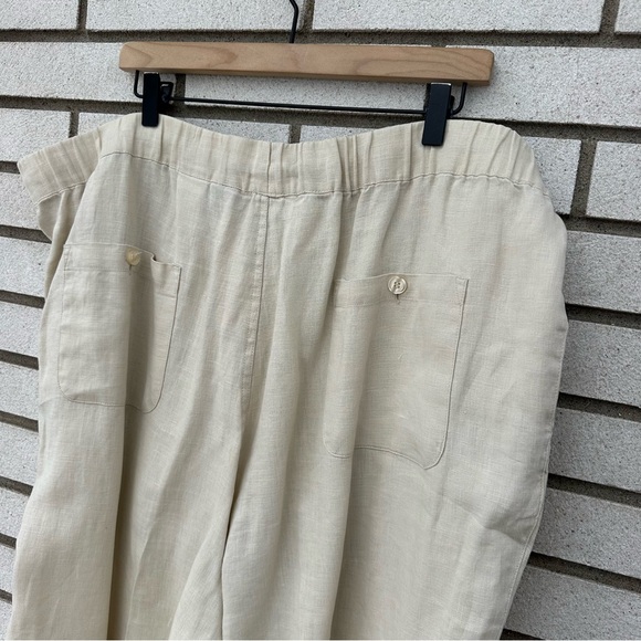 Rochester 100% Linen Pants XL Beige Drawstring Elastic Waist Relaxed Coastal - Picture 6 of 11